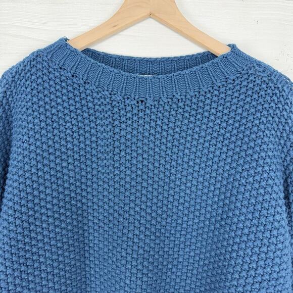 KASH Italy Wool Silk Cashmere Blend Chunky Knit Sweater Women Size 42 / XL Teal - Picture 2 of 14